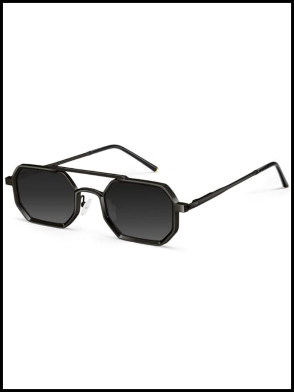 Narrow Octagon Square Sunglasses Small Metal Frame Steampunk Y2K UV400